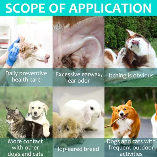 Miniatura 4 de VOSIFSDIY Tratamiento de ácaros para perros y gatos, tratamiento de infección de oído de perro, tratamiento de ácaros de oído para infección por