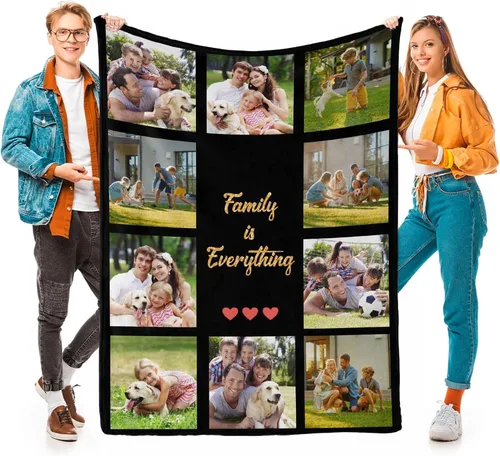 Miniatura 14 de D-Story Mantas personalizadas con fotos, regalos personalizados para parejas, regalos de aniversario y cumpleaños para esposa, marido, novia, novio