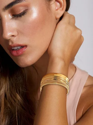 Miniatura 2 de Long tiantian Pulsera de oro gruesa para mujer, pulseras de oro delicadas, pulseras para mujer, pulseras apilables de eslabones de cadena