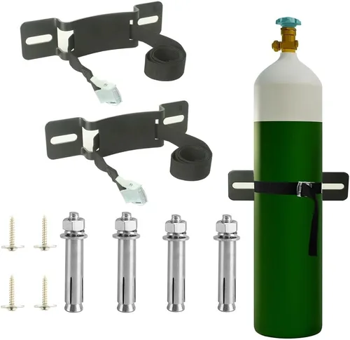 Miniatura 11 de Soporte para tanque de propano, soporte de cilindro de gas, soporte de pared para tanque de propano con tornillos y cinturón de seguridad (1)