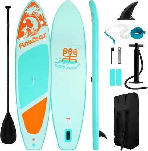 Miniatura 11 de FunWater Inflatable Stand Up Paddle Board with Premium SUP Paddleboard Accessories, Anti-Slip EVA Deck, 11'6''/11'/10'6'' Paddle Boards for Adults &