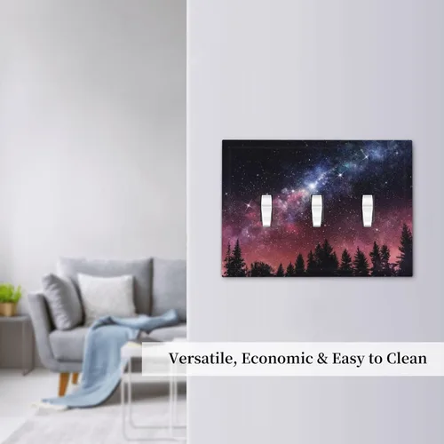 Miniatura 114 de Cubiertas de placa de pared de 3 gang con interruptor de luz de triple palanca, en negro y dorado con esplendor de oro rosa, estampado floral