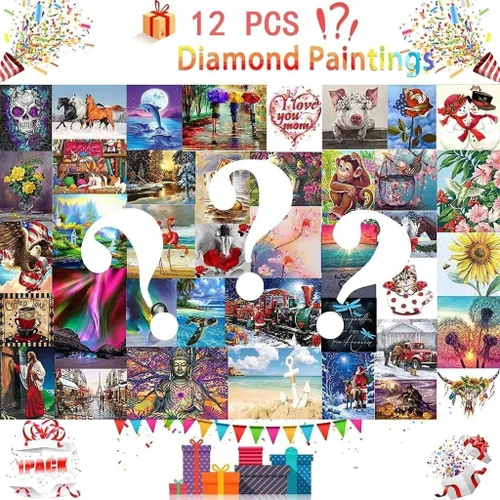Miniatura 8 de AiYuanzsh Paquete de 10 kits de pintura de diamante cuadrado 5D para adultos, kits de arte de diamantes cuadrados de taladro completo, paisaje