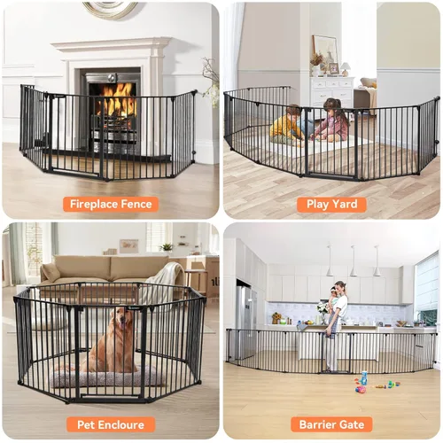Miniatura 7 de COMOMY Puerta de bebé extra ancha de 198 pulgadas, puerta para perros, puerta para mascotas para escaleras de casa, puertas, chimenea, puerta
