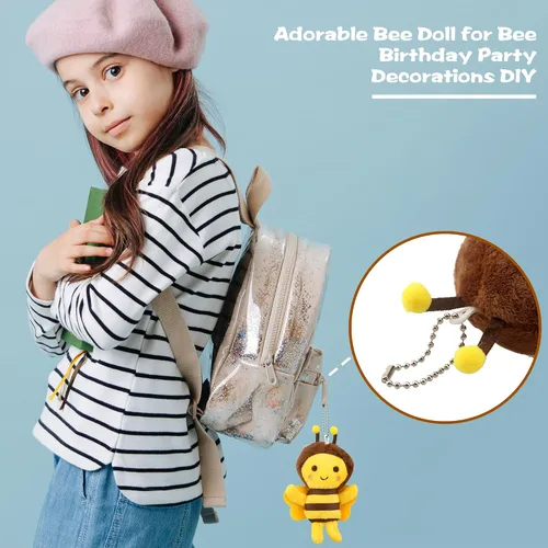Miniatura 6 de Mini juguetes de peluche de abeja, llavero de abeja de felpa para decoración de habitación, cumpleaños, baby shower, recuerdos de fiesta de animales