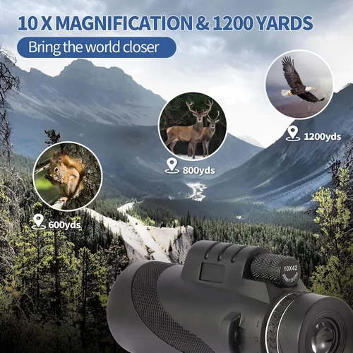 Miniatura 6 de Telescopio monocular de 10 x 42, alcance FMC y BAK4 de alta potencia, agarre antideslizante, impermeable, regalos de cumpleaños para hombres, papá