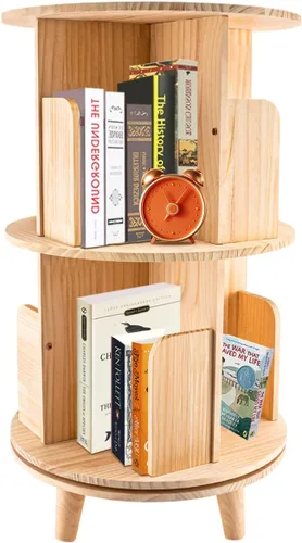 Estantería giratoria de 360 grados, estante de almacenamiento multifuncional, organizador de madera giratorio para salas de estar, salas de estudio