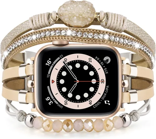 Miniatura 7 de VISOOM Correa de pulsera bohemia con cuentas compatible con Apple Watch de 40 mm/38 mm/41 mm/42 mm Series 10 9 8 7 SE Series 6/5/4 Correa de reloj