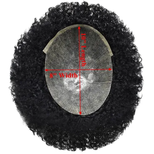 Miniatura 5 de Unidades de cabello para hombres negros Afro Toupee para hombres negros, piel de polietileno completa, inyección de PU, 100% cabello humano, unidad