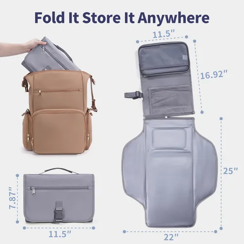 Miniatura 7 de CEICEI - Cambiador de pañales portátil, impermeable, cambiador de pañales para bebé, con bolsillo grande para húmedo/seco y bolsillos elásticos