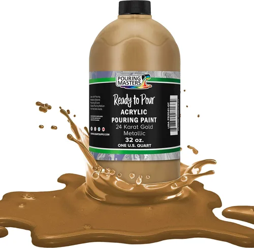 Miniatura 55 de Pouring Masters - Acrílico metálico dorado de 24 quilates - Listo para verter - Pintura para verter - A base de agua premezclada de 32 onzas