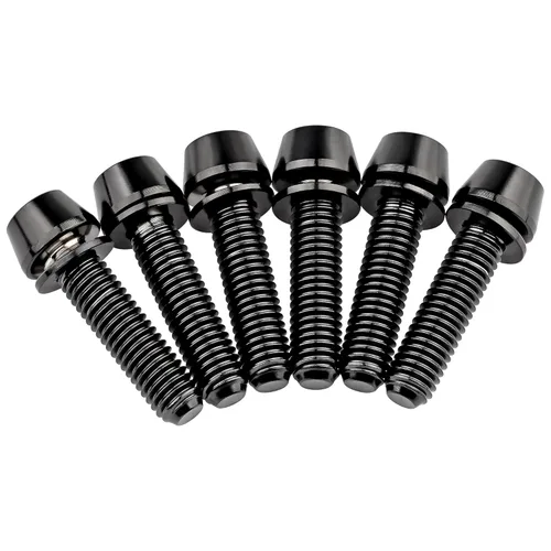 Miniatura 6 de Tornillos hexagonales de titanio M5x20mm con arandela Allen para vástago de bicicleta, paquete de 6 unidades (negro)