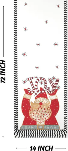 Miniatura 3 de Folkulture Camino de mesa navideño de 72 pulgadas de largo para decoraciones de mesa – camino de mesa rojo 100% algodón estilo rústico para café