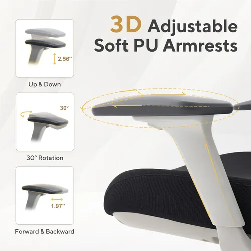 Miniatura 8 de Nouhaus Apertura - Silla ergonómica de oficina, sillas de escritorio de oficina en casa con soporte lumbar ajustable y reposacabezas, soporte Gris
