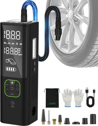 Miniatura 7 de ZUZEE Inflador de Neumáticos Compresor de Aire Portátil, 150 PSI Doble Cilindro 3X Más Rápido Inflador de neumáticos portátil, 28000mAh Modo