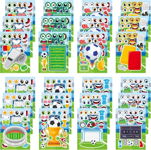 Miniatura 17 de 24 hojas de calcomanías de abeja para hacer una cara, lindos juegos de fiesta de animales, calcomanías para mezclar y combinar, haz tus propias vaca