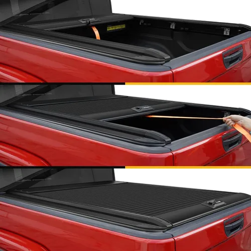 Miniatura 7 de ONINE Cubierta rígida retráctil Pull-Lock-Go para Ford Maverick 2022-2025 con caja de 4.6 pies (54.4 pulgadas), aluminio negro mate, compatible