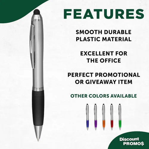 Miniatura 2 de DISCOUNT PROMOS Juego de 10 bolígrafos Stylus, paquete a granel, tinta negra, ideal para oficina, escuela, negocios, ferias comerciales, eventos