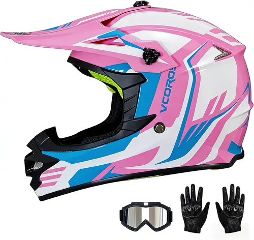 Miniatura 12 de VCOROS - Casco de bicicleta de tierra para niños, casco de motocicleta para jóvenes, RY001 - Casco de cara completa para niños para ATV BMX UTV