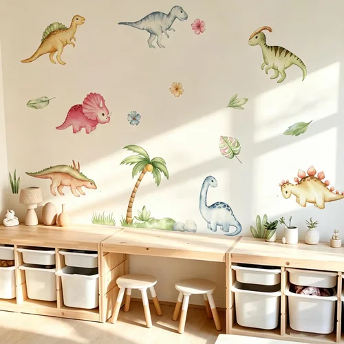 Miniatura 9 de Calcomanías de pared de dinosaurio, calcomanías de animales para dormitorio, decoración extraíble, cuarto de bebé, habitación de los niños, murales