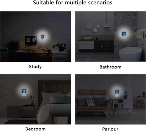 Miniatura 5 de Juego de 2 luces nocturnas de mariposa mágica, con diseño de mariposas, estrellas, enchufables, luces nocturnas LED automáticas, lámpara con sensor