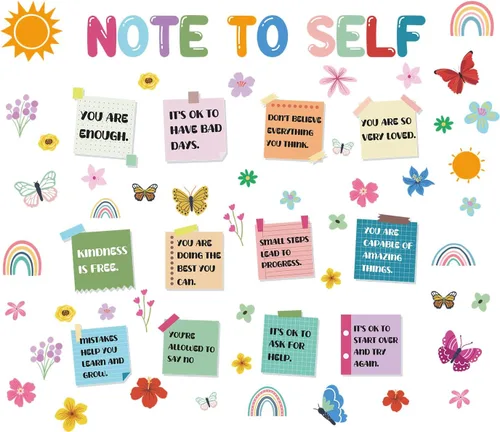 IARTTOP Notas para afirmaciones de autoafirmaciones calcomanías de pared inspiradoras citas de psicología positiva decoración de pared, coloridas