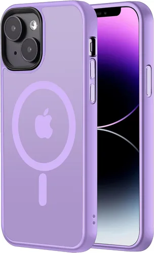 Miniatura 53 de Tigowos - Funda magnética para iPhone 15, resistente a las caídas, sensación de piel mate, a prueba de golpes, delgada, negro mate