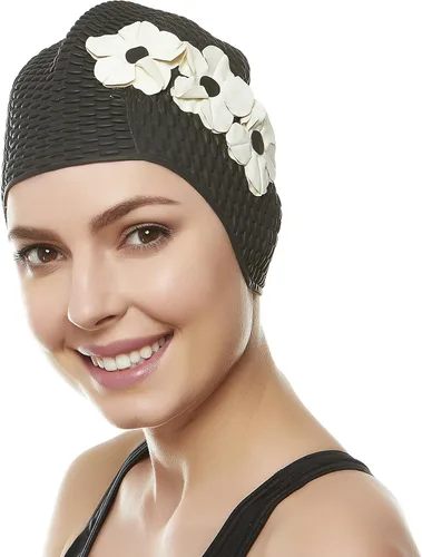 Miniatura 32 de BeeMo Gorro de Natación de Látex para Mujeres - Gorro de Natación de Goma - Suave Cómodo Elástico Elegante Diseño de Corte Bajo Protege el Cabello