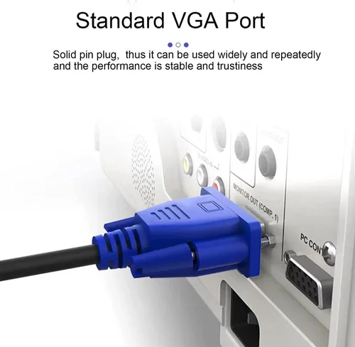 Miniatura 2 de Cable VGA de 6 pies, Cable Adaptador de Monitor de Computadora VGA Macho a Macho Blindado con Chapado en Oro 15 Pin HD15 1080P@60Hz Full HD Alta Azul