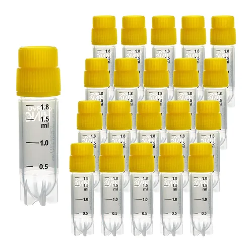 Miniatura 12 de Cryoviales de 0.0 fl oz, 25Pcs Cryotubes con código de barras lateral, frascos de esterilización con rosca externa, tubos de muestra con tapas Azul
