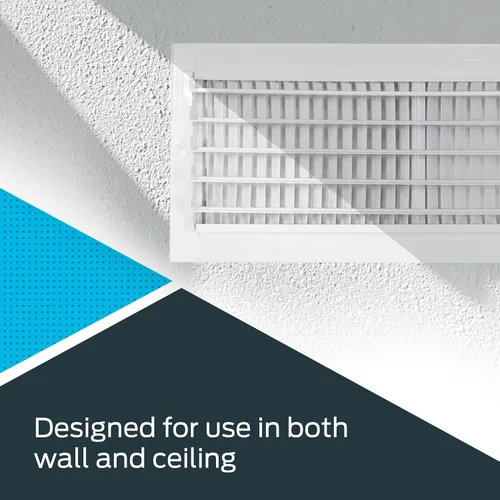 Miniatura 3 de EZ-FLO Cubierta de Ventilación de Aire Blanca de 16 x 6 Pulgadas (Apertura de Conducto) para Pared o Techo, Registro de Ventilación Bidireccional