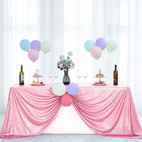 Miniatura 23 de Hahuho Mantel rectangular de lentejuelas de 50x80 pulgadas, color champán, mantel con purpurina para decoración de despedida de soltera, cumpleaños