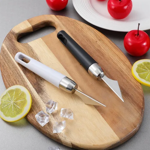 Miniatura 6 de VILLCASE 2 cuchillos de acero inoxidable para tallar frutas, en forma de V, grabado de alimentos, herramienta de corte para el hogar, cocina, mesa