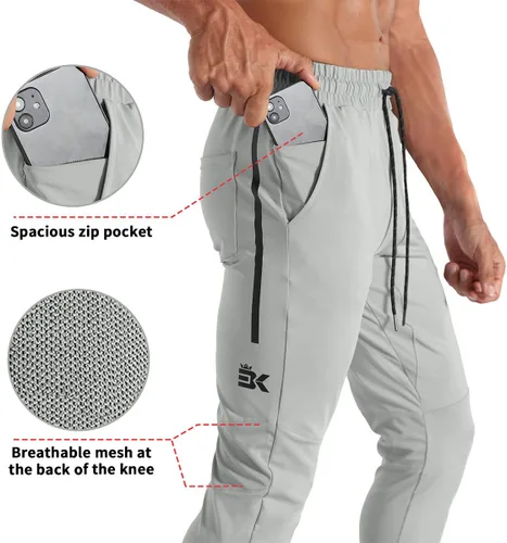 Miniatura 19 de BROKIG Pantalones deportivos ligeros para hombre, elásticos, de secado rápido, con bolsillos con cremallera