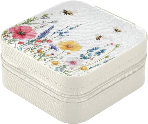 Miniatura 3 de QwThum Joyero de viaje organizador para mujeres, niñas y hombres, pequeña caja de almacenamiento portátil para joyas, aretes, anillos, collares