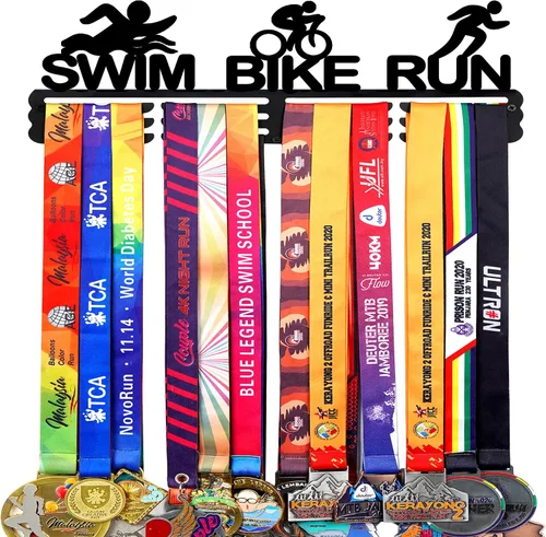 Miniatura 12 de Goutoports Estante de exhibición para colgar medallas, organizador personalizado de cinta de premios para corredores de carreras deportivas, placas