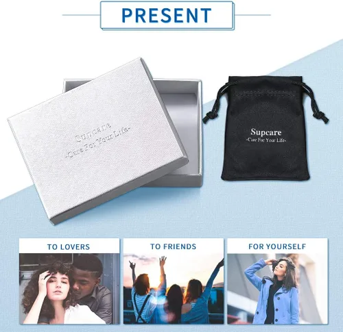 Miniatura 7 de Supcare - Collar con medallón que sostiene imágenes grabadas con foto, regalo personalizado para hombres y mujeres (con caja de regalo de joyería)