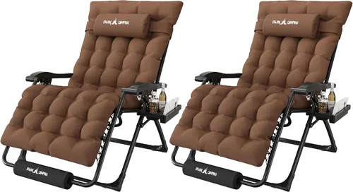 Miniatura 25 de Amopatio Silla de gravedad cero de gran tamaño, silla reclinable de 29 pulgadas de ancho, con bloqueo y reposapiés mejorados, soporte para tazas