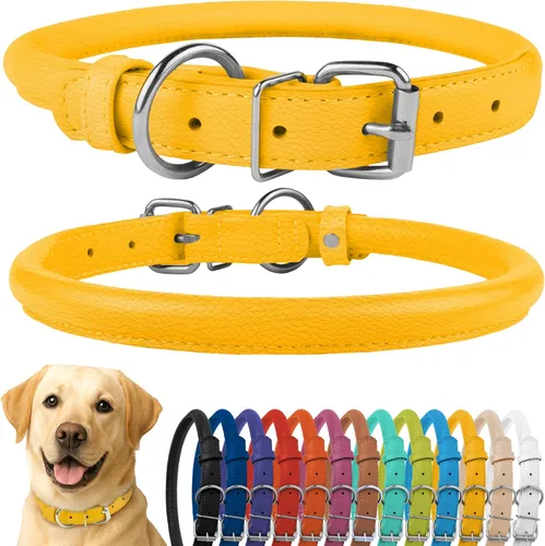 Miniatura 13 de CollarDirect Collar de perro con tachuelas, collares de cuero para mascotas para perros pequeños, medianos y grandes, acolchado suave, marrón, negro