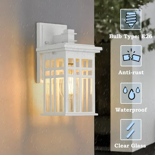 Miniatura 3 de zeyu Lámpara de Pared Moderna para Exteriores - Accesorio de Luz Exterior de 12 Pulgadas para Porche Delantero de Casa, Pantalla de Vidrio