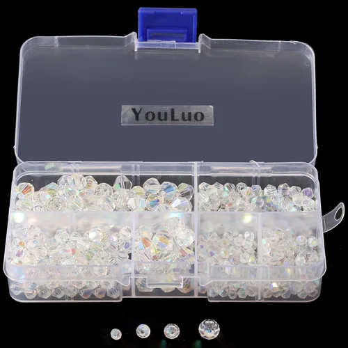 Miniatura 7 de YouLuo Cuentas de cristal de bicona, cuentas de cristal AB transparentes facetadas, cuentas espaciadoras sueltas a granel para manualidades