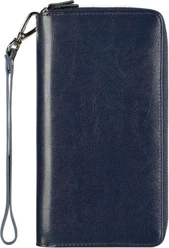 Miniatura 11 de Lavemi Pequeña cartera compacta para mujer, con bloqueo RFID, de piel auténtica, plegable, con ventanas de identificación