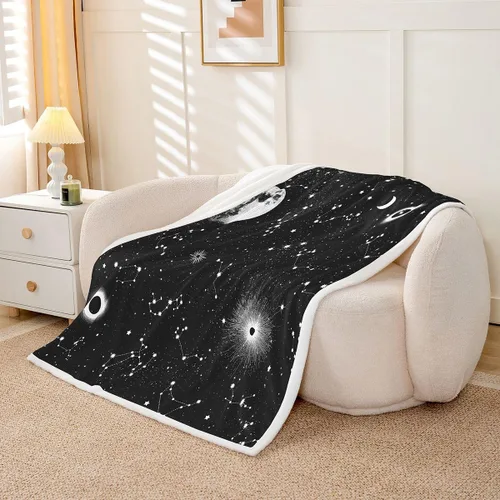 Miniatura 2 de Erosebridal Galaxy Fleece Blanket 40x50 Constellation Fuzzy Plush Throw for Sofa Couch Black Nebula Stars Sherpa Blanket Outer Space Starry Sky