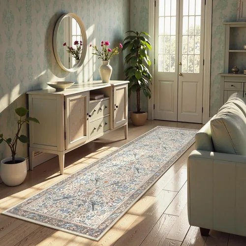 Miniatura 7 de Beeiva Alfombra Lavable para Pasillo 2x6 pies - Beige Vintage Resistente a Manchas Alfombra Floral para Cocina, Alfombras Bohemias