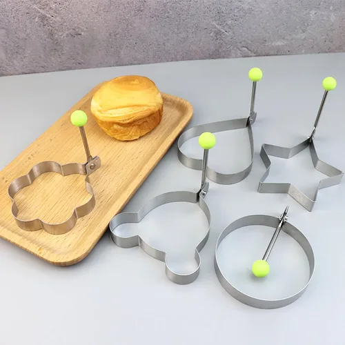 Miniatura 4 de 10 moldes para huevos, moldeador de huevos, anillo de huevo para freír huevos de acero inoxidable antiadherente para panqueques con asa, molde