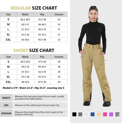 Miniatura 4 de Sportneer - Pantalones de esquí y snowboard con aislamiento para mujer