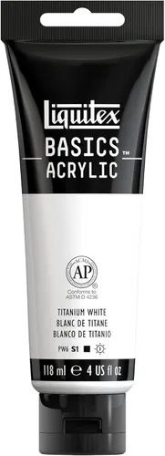 Miniatura 103 de Liquitex BASICS Pintura Acrílica, Botella de 400ml (13.5 oz), Blanco Titanio Titanio Blanco