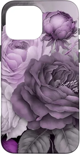 Miniatura 19 de Purple Watercolor Rose Flower Bouquet on Gray Case for iPhone 17