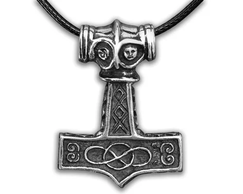 Miniatura 130 de Viking Thors Hammer Necklace Pendant - Vegvisir Aegishjalmur Helm of Awe Raven Huginn Muninn Pendant Necklace Amulet Talisman - Thor Necklace