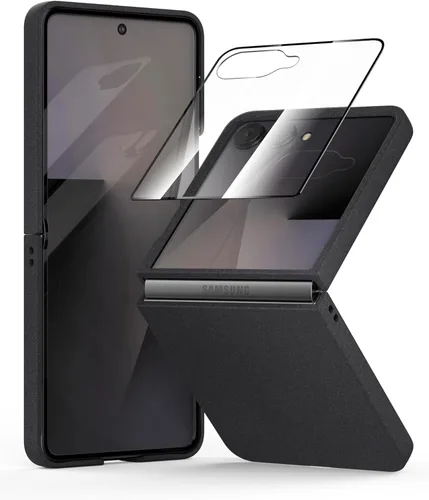 Miniatura 20 de Funda delgada para Galaxy Z Flip 5, parte trasera de policarbonato duro, sensación esmerilada, soporte de carga inalámbrica, ligera, a prueba